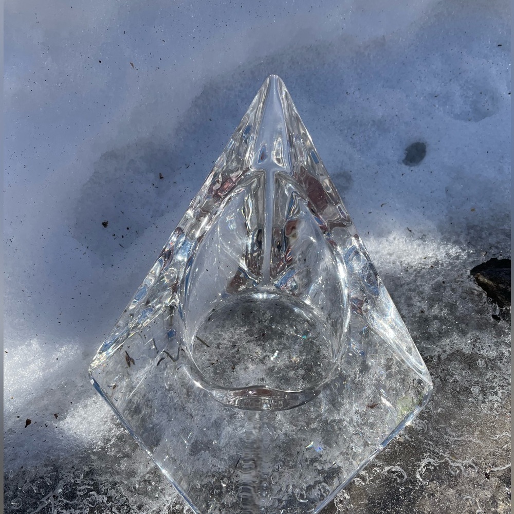 Vintage Nybro Sweden pyramid candle holder, MCM art glass, excellent condition - Picture 8 of 9